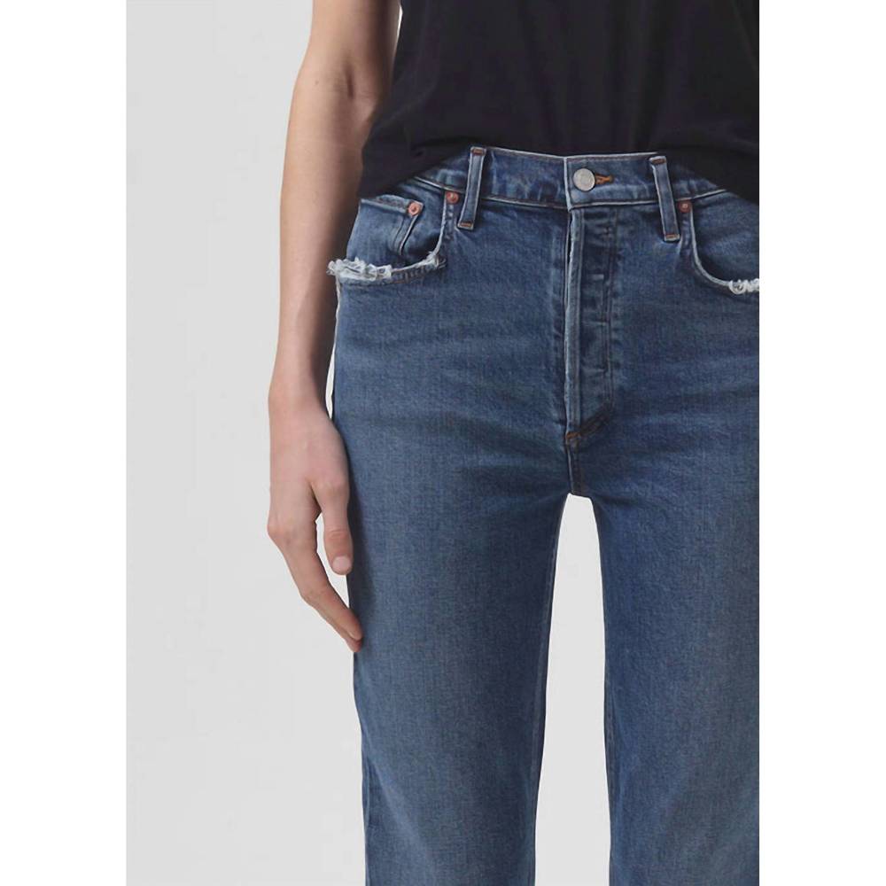 NEW AGOLDE riley high rise straight crop jean in pose - Picture 5 of 6